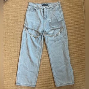 Light Blue Straight Leg Jeans with Embellishments
Size L (27-28)